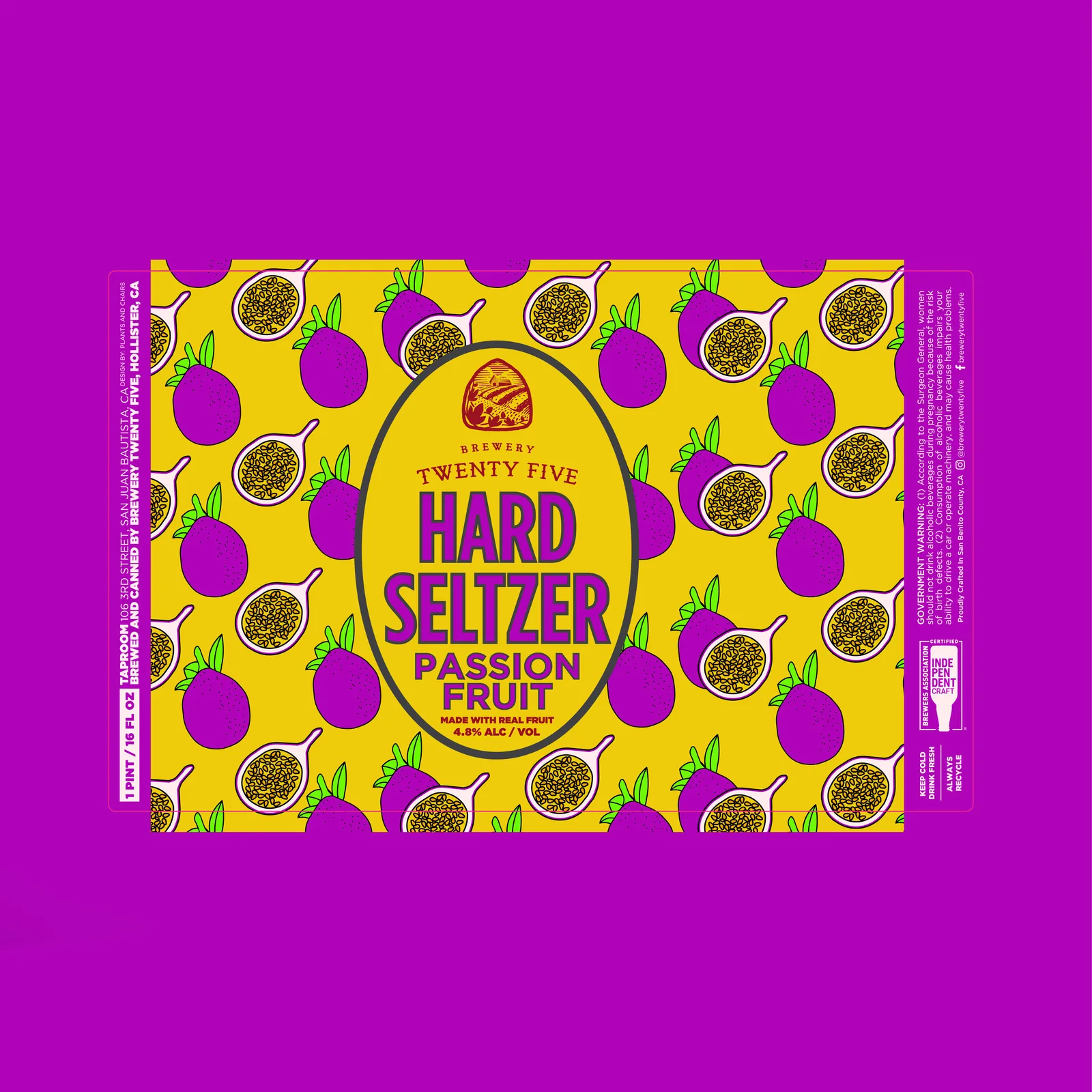 Brewery Twenty Five, Passion Fruit Hard Seltzer Label, plate 2 of 3