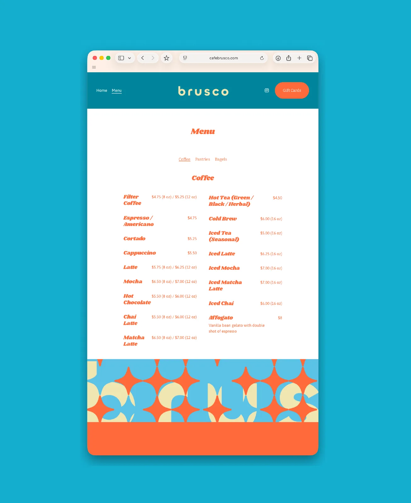 Café Brusco, Branding, Merchandise, Web, Menu, plate 24 of 25