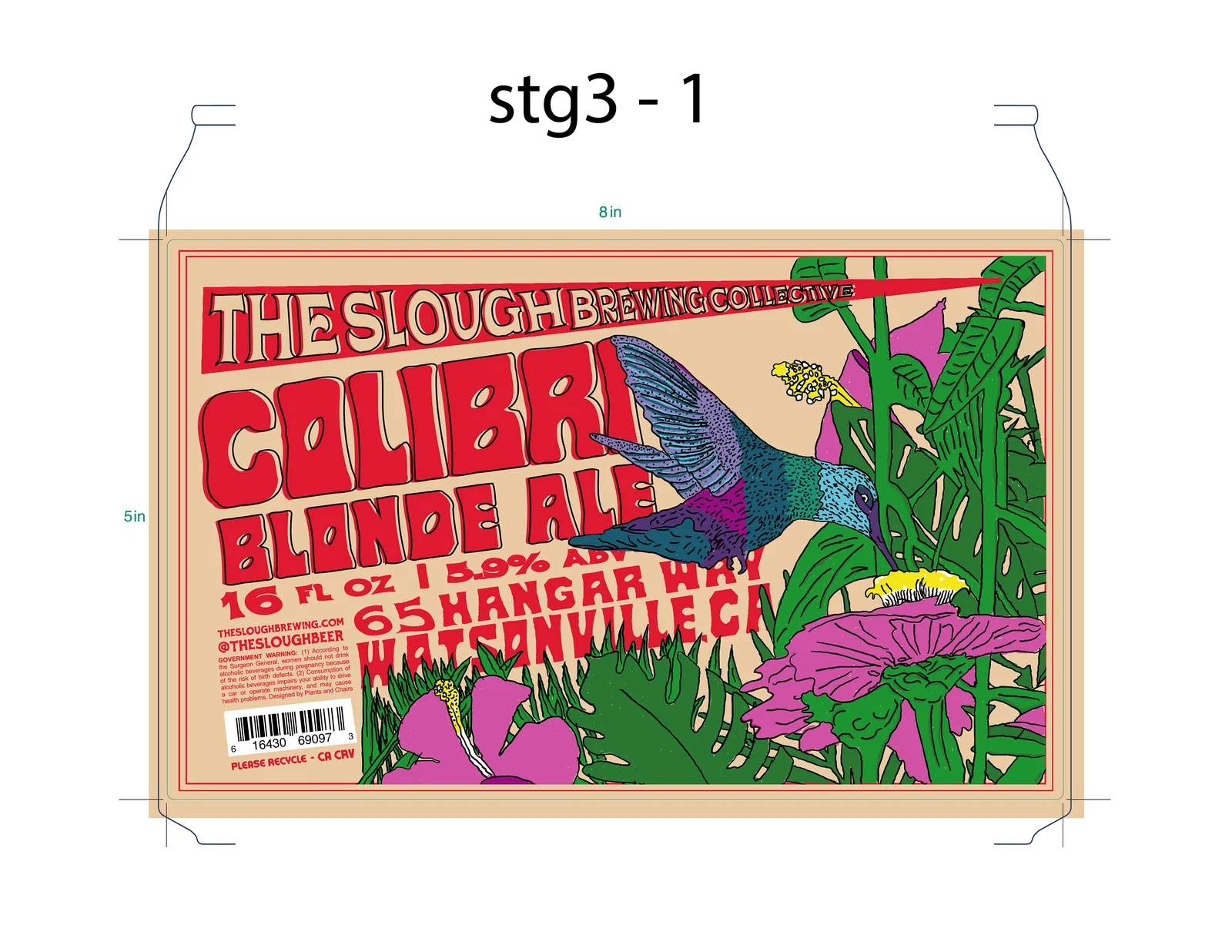 Colibri Blonde Ale Label, The Slough Brewing, plate 3 of 10