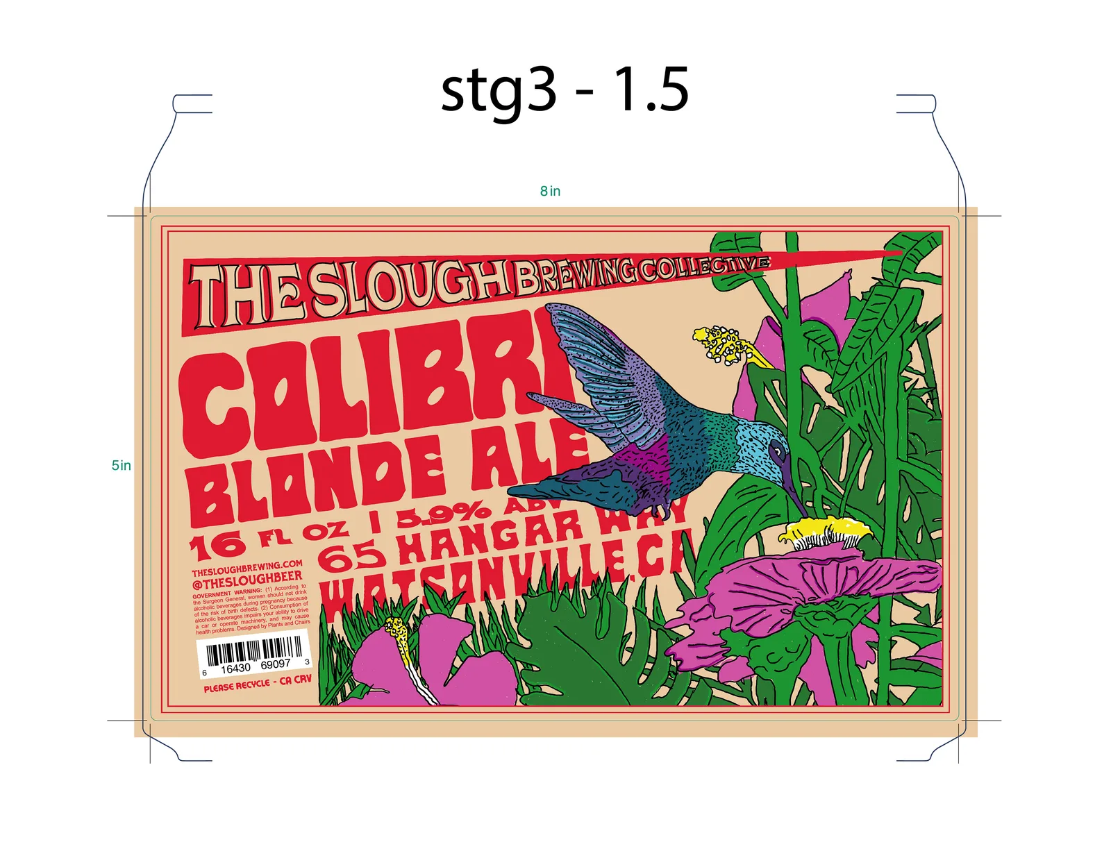 Colibri Blonde Ale Label, The Slough Brewing, plate 4 of 10