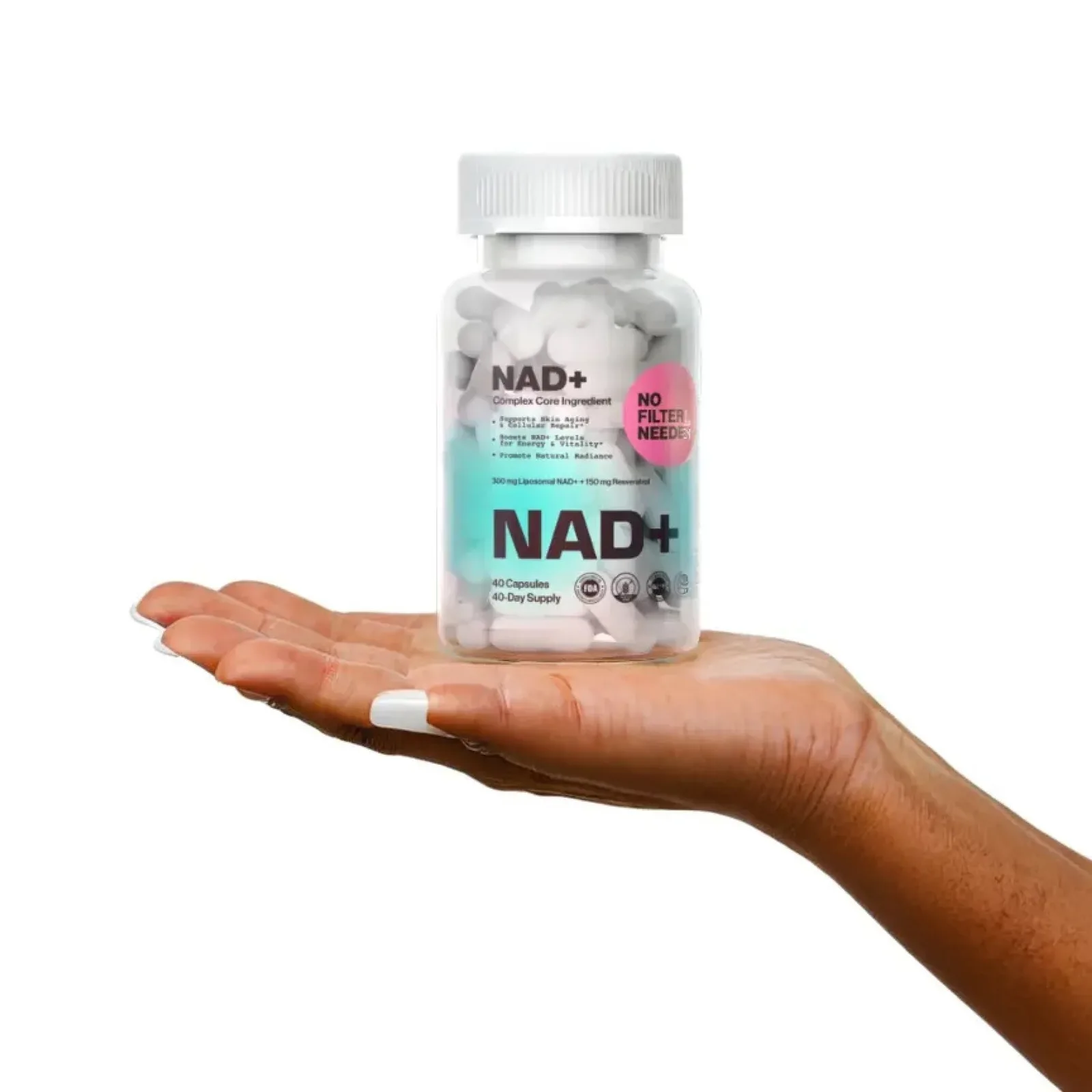 No Filter Needed, NAD+ Supplement Label Design, plate 4 of 8