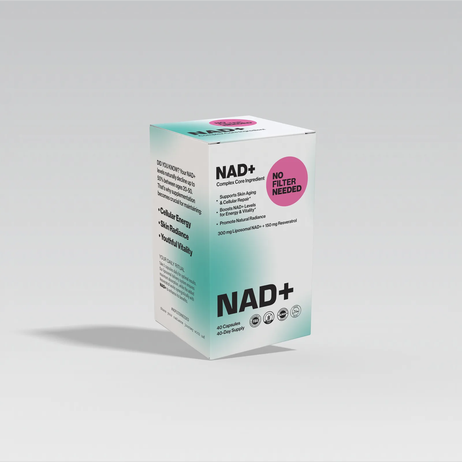 No Filter Needed, NAD+ Supplement Label Design, plate 7 of 8