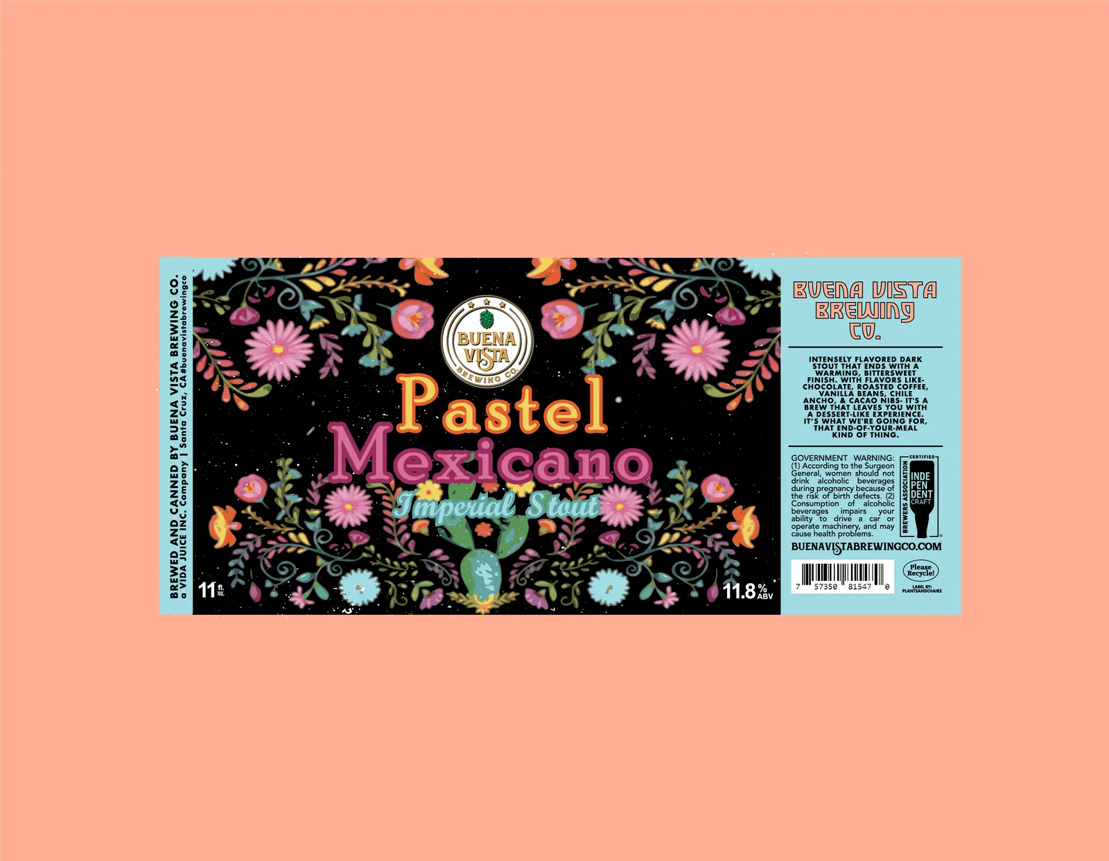 Pastel Mexicano, 11oz Label, plate 1 of 4