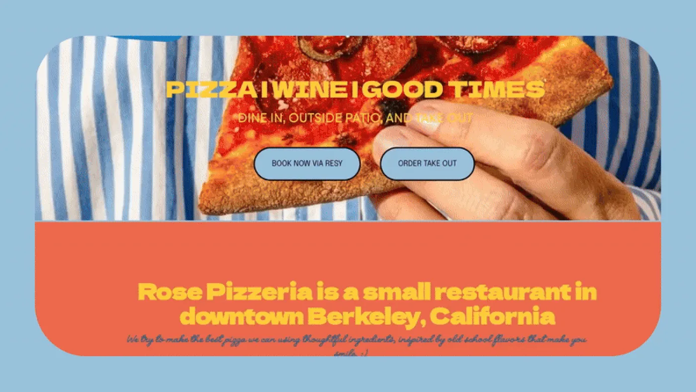 Rose Pizzeria, Website, plate 1 of 7