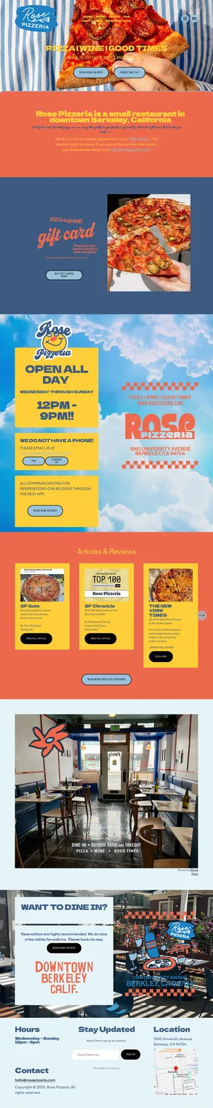 Rose Pizzeria, Website, plate 2 of 7