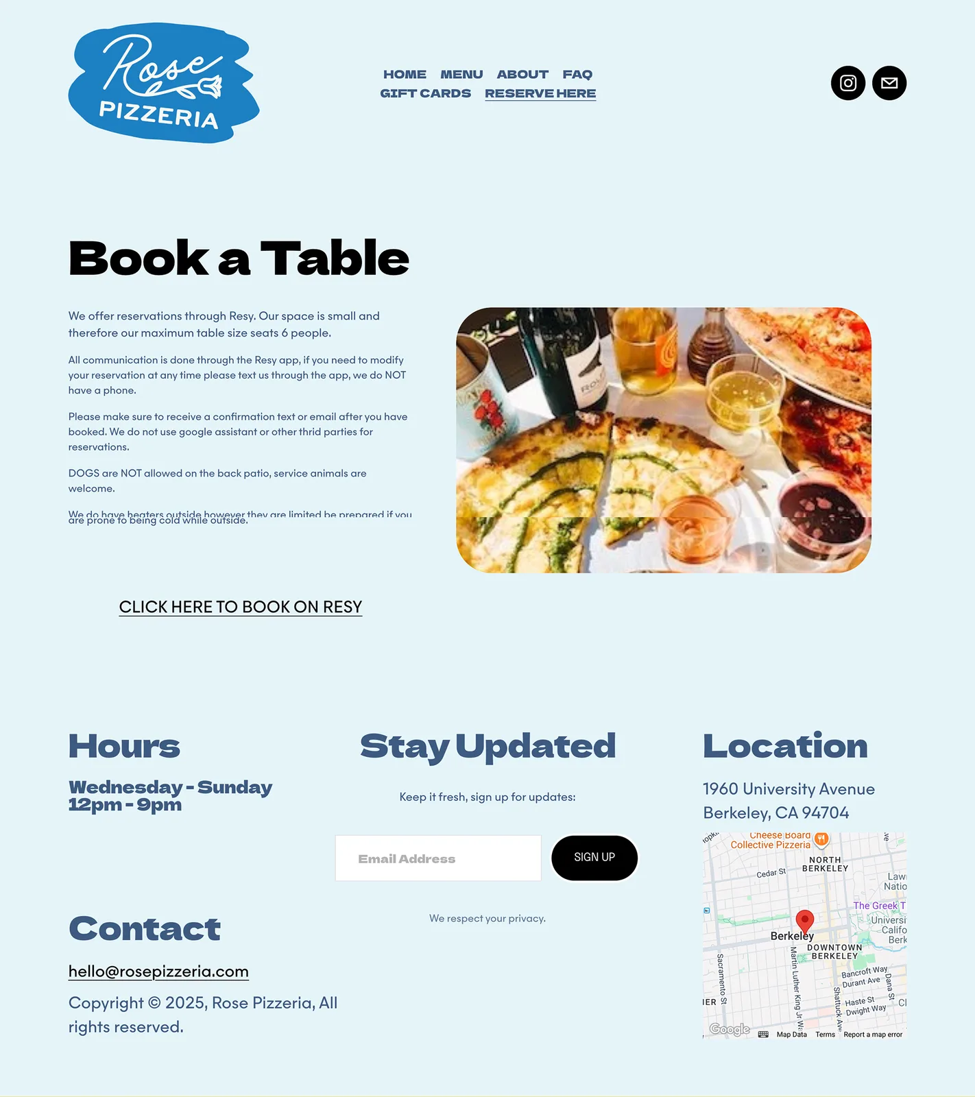 Rose Pizzeria, Website, plate 3 of 7
