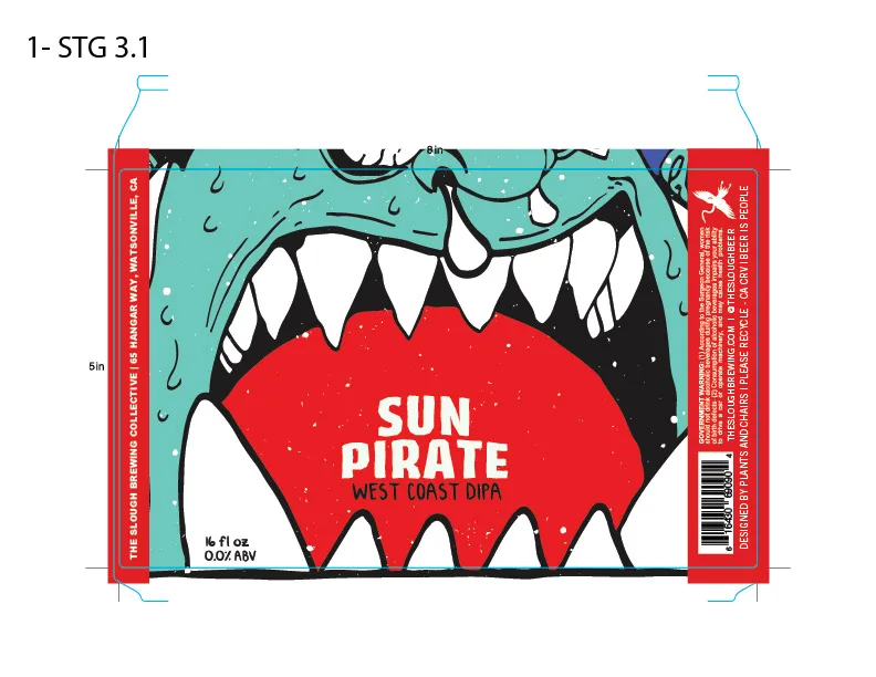 Sun Pirate West Coast DIPA Label, The Slough, plate 5 of 29