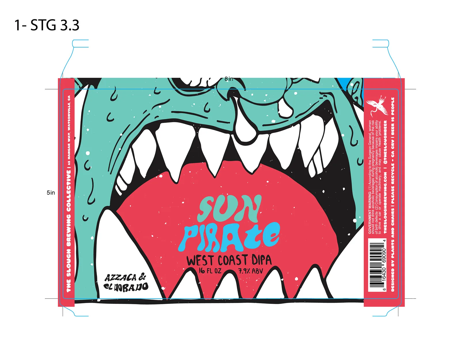 Sun Pirate West Coast DIPA Label, The Slough, plate 7 of 29