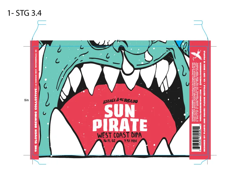 Sun Pirate West Coast DIPA Label, The Slough, plate 8 of 29
