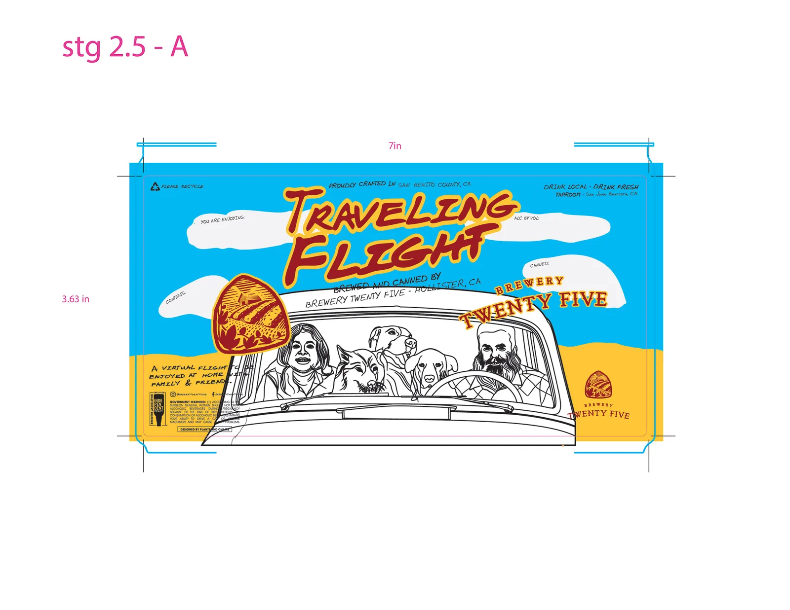 Traveling Flight 8oz Label, Brewery Twenty Five, plate 2 of 4