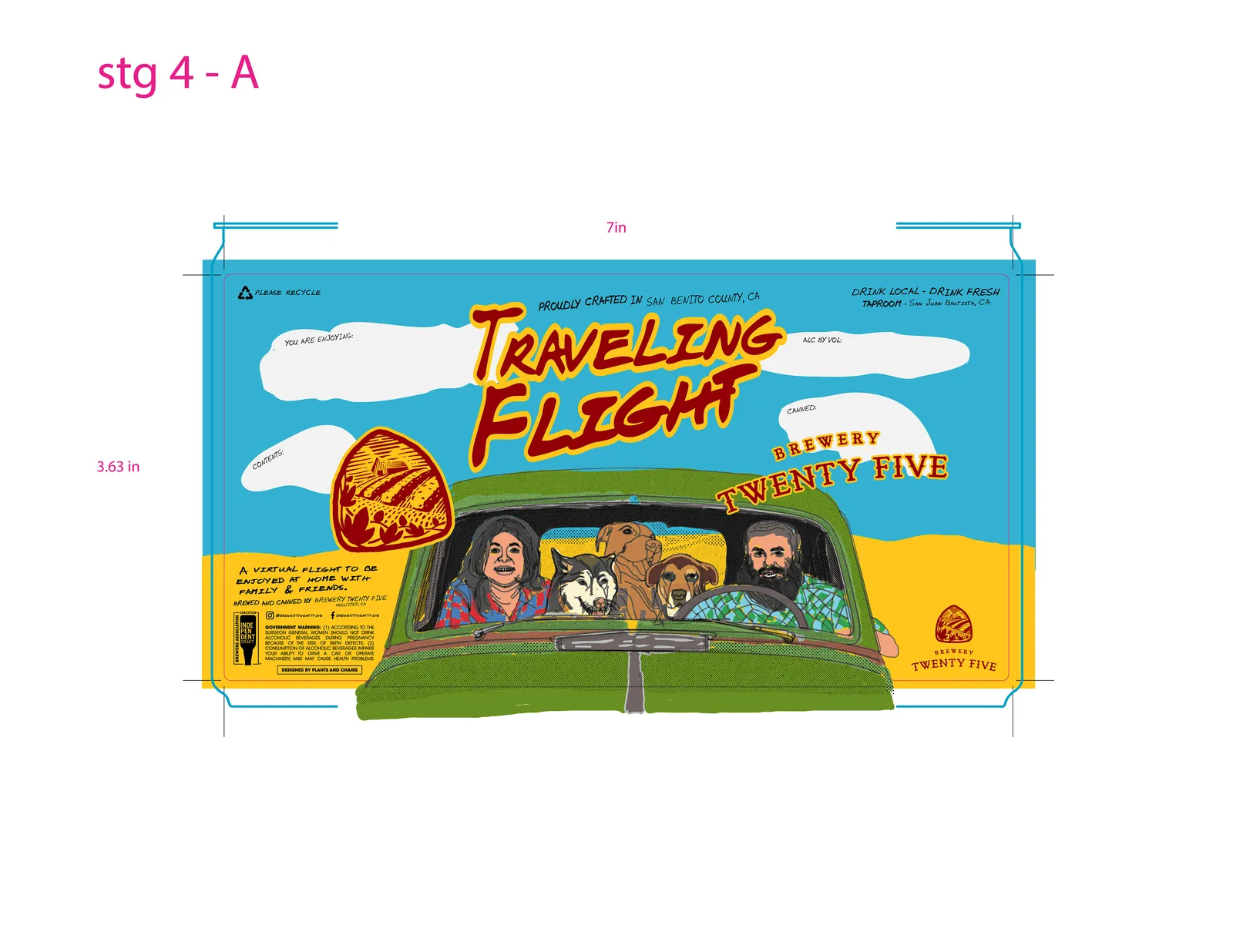 Traveling Flight 8oz Label, Brewery Twenty Five, plate 3 of 4