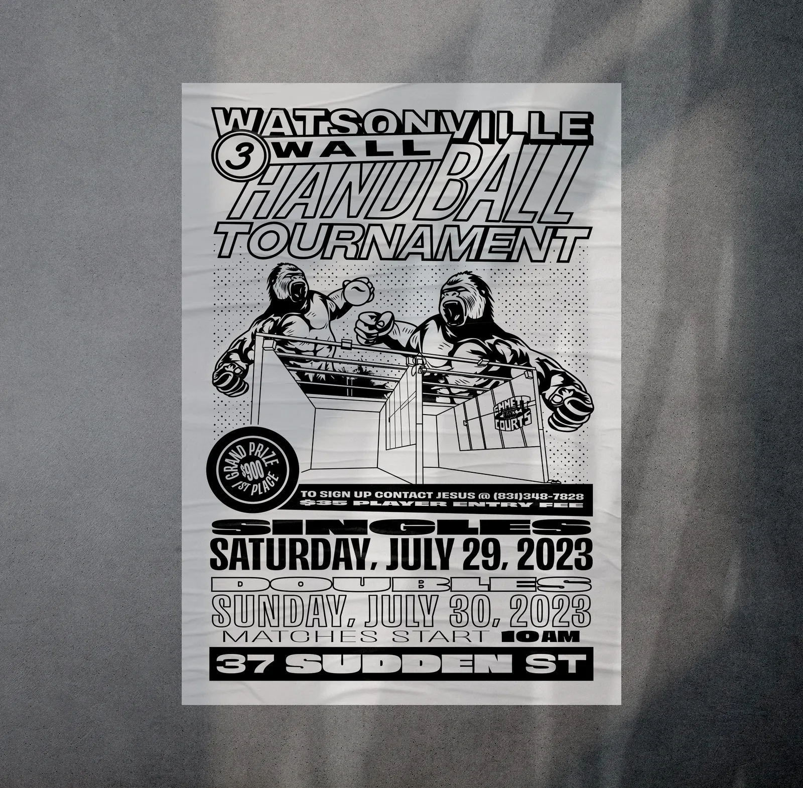 Watsonville 3 Wall Handball Tournament, Poster Design, plate 1 of 10