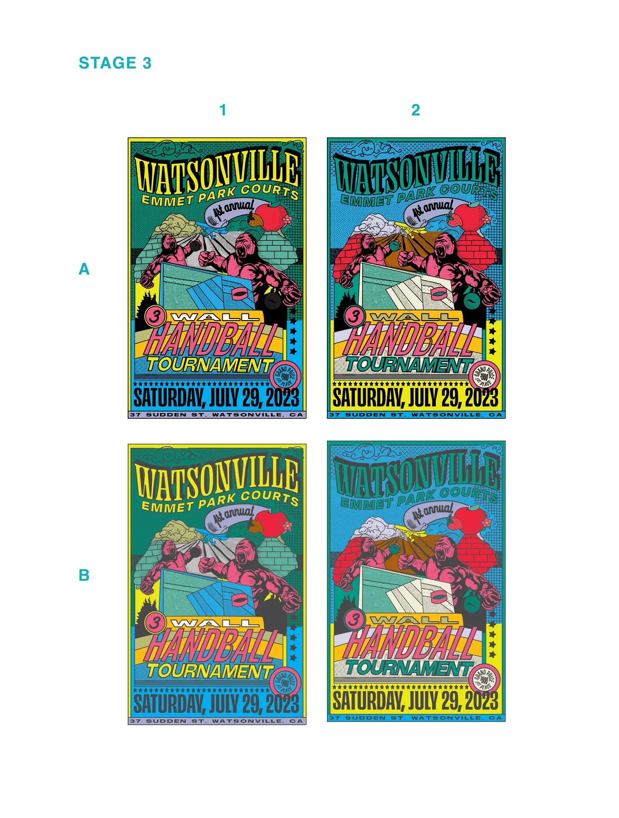 Watsonville 3 Wall Handball Tournament, Poster Design, plate 3 of 10