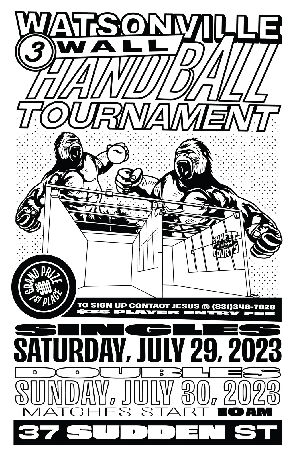 Watsonville 3 Wall Handball Tournament, Poster Design, plate 6 of 10