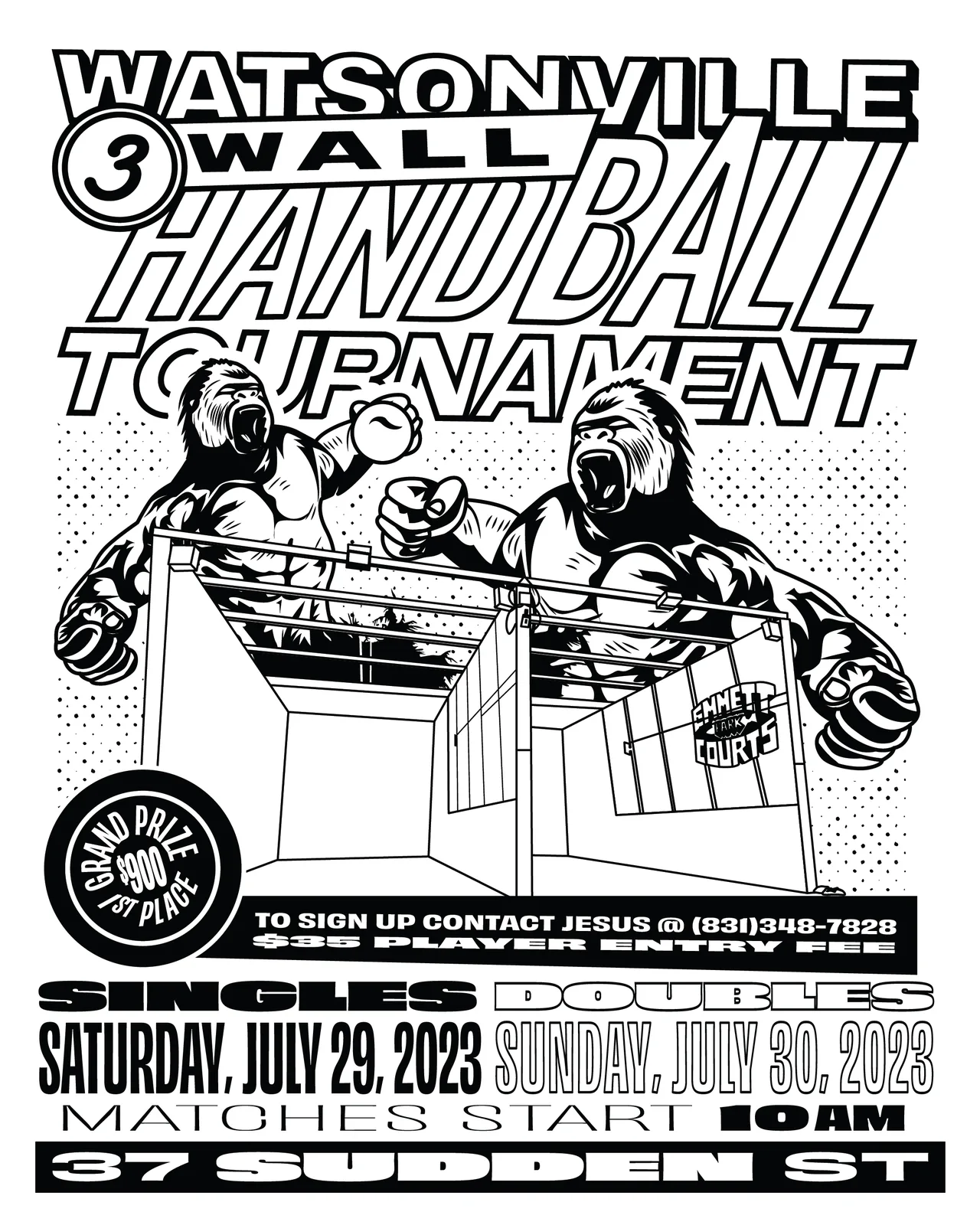 Watsonville 3 Wall Handball Tournament, Poster Design, plate 8 of 10